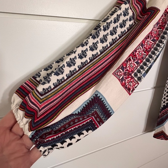 Beulah oversize boho flowy multiprint patchwork pullover blouse size S - Picture 5 of 13